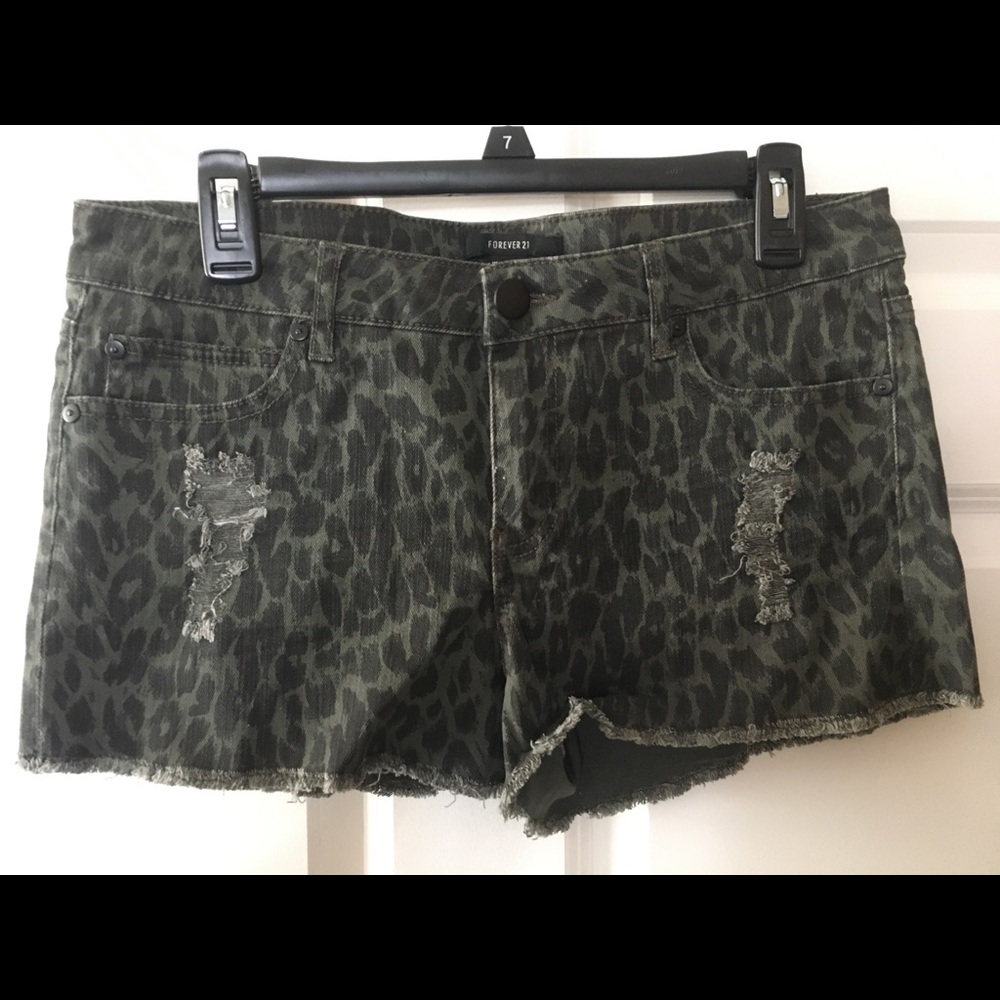 Leopard Print Jean Shorts